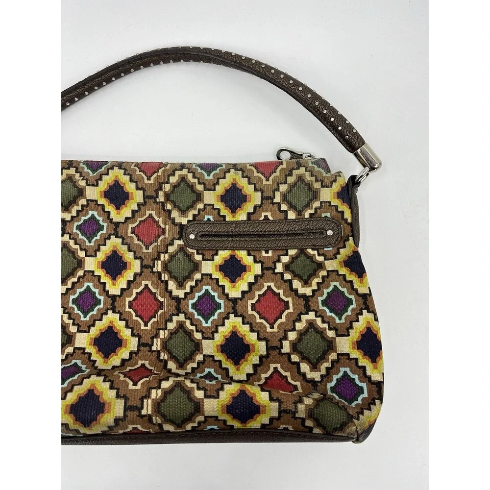 Vintage Relic By Fossil Purse Shoulder Bag Geometric Pattern Studded Strap